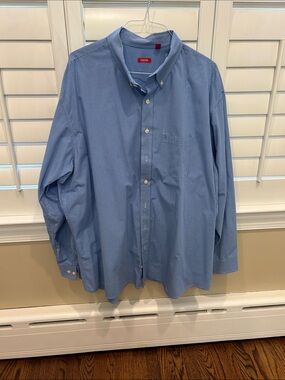 Izod Light Blue Check Men's Button-Down Dress Shirt